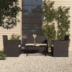 vidaXL 4-delige Loungeset met kussens poly rattan zwart, Jardin & Terrasse, Verzenden, Loungeset