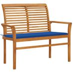 vidaXL Tuinbank met koningsblauw kussen 112 cm massief, Verzenden, Nieuw