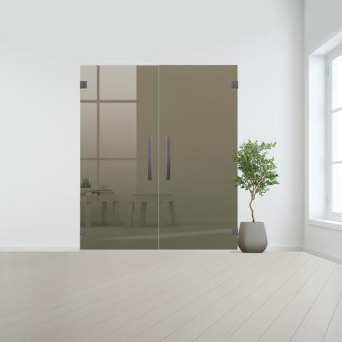 Glazen dubbele binnendeur XL zonder kozijn RVS beslag-Brons, Doe-het-zelf en Bouw, Glas en Ramen, Nieuw, Verzenden