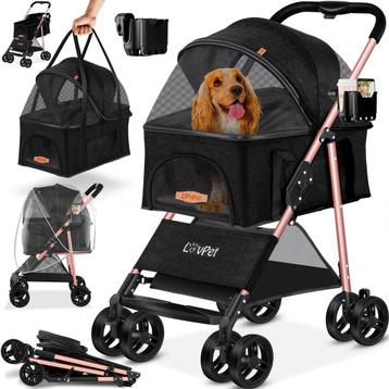 LOVPET® Hondenbuggy 2in1 Huisdieren - Wandelwagen - Zwart beschikbaar voor biedingen