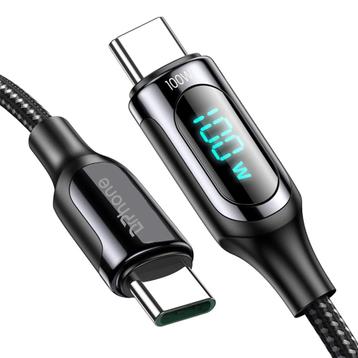 DrPhone TITAN5 USB C naar USB C Nylon Gevlochten Kabel met L