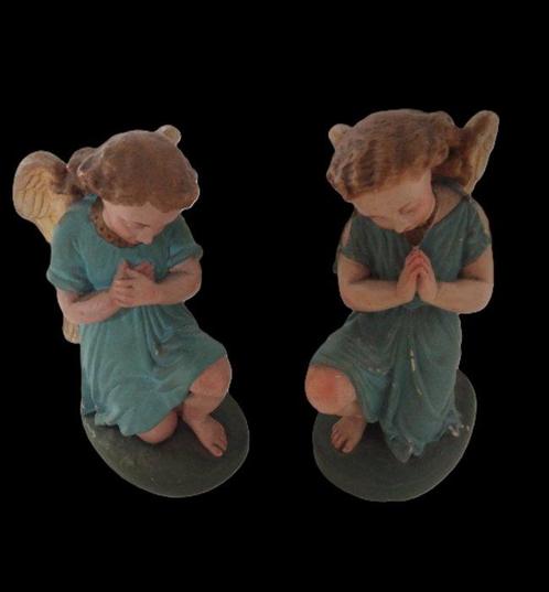 Sculpture, farbige Heiligenfiguren 2 betende Engel knieend -, Antiek en Kunst, Antiek | Boeken en Manuscripten