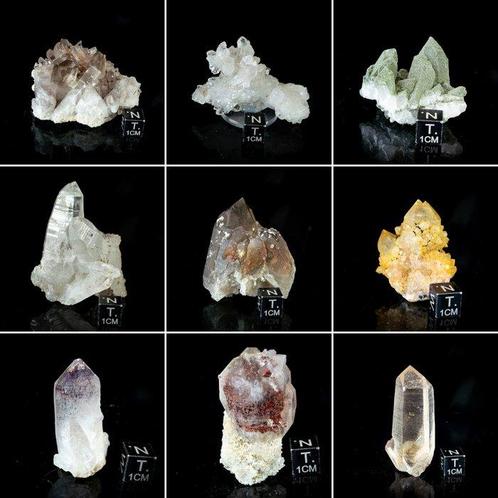 9 kwarts kristallen uit 9 locaties Arkansas Dalnegorsk Alpen, Verzamelen, Mineralen en Fossielen