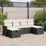 vidaXL 6-delige Loungeset met kussens poly rattan zwart, Verzenden, Nieuw, Loungeset