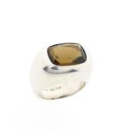 Zilveren ring met rookkwarts (eerste gehalte zilver, 925), Handtassen en Accessoires, Ringen, Gebruikt, Overige kleuren, Ophalen of Verzenden