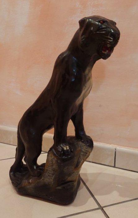 Beeld, Pantera nera su roccia - 9,3 kg - 50 cm - Gips, Antiek en Kunst, Curiosa en Brocante