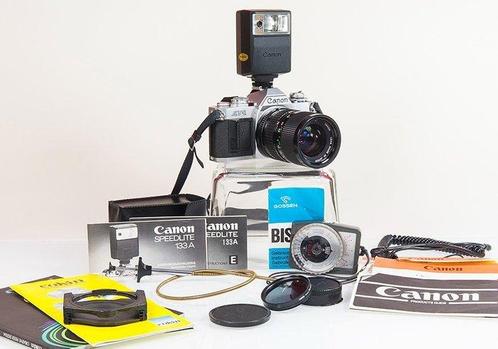 Canon AV-1 + Canon 35-70mm + Canon Speedlite 133A +, Audio, Tv en Foto, Fotocamera's Analoog