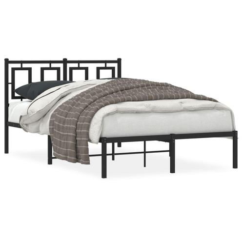 vidaXL Cadre de lit métal avec tête de lit noir 120x200, Maison & Meubles, Chambre à coucher | Lits, Neuf, Envoi