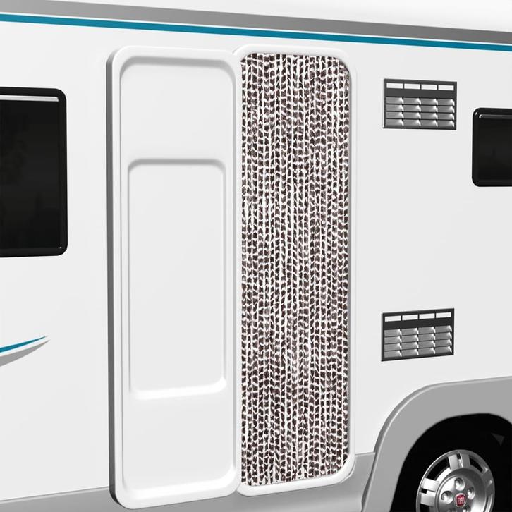 vidaXL Vliegengordijn 56x200 cm chenille bruin en wit, Doe-het-zelf en Bouw, Deuren en Vliegenramen, Nieuw, Verzenden