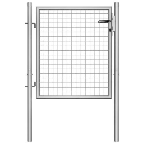 vidaXL Poort 105x125 cm gegalvaniseerd staal zilverkleurig, Jardin & Terrasse, Portes de jardin, Envoi