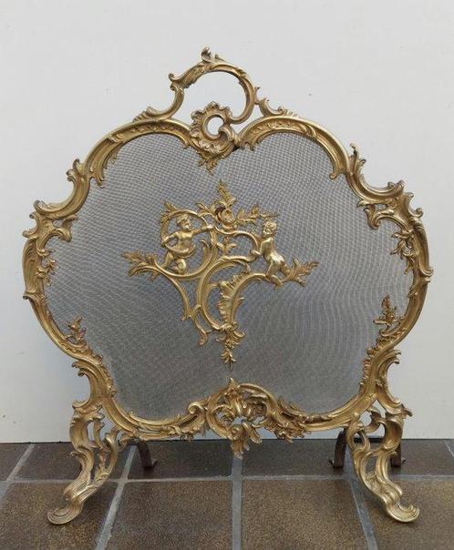 Frans Bronzen open Haardscherm in Louis XV stijl -, Antiek en Kunst, Antiek | Meubels | Stoelen en Sofa's