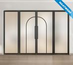 Dubbele stalen taatsdeur met glaspanelen Zwart 2 Vlaks rond, Doe-het-zelf en Bouw, Deuren en Vliegenramen, Nieuw, Metaal, Overige typen
