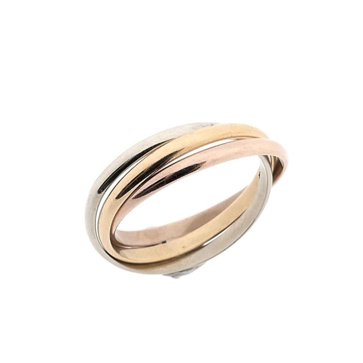 Tricolor gouden trinity ring, Handtassen en Accessoires, Ringen, Dame, Overige kleuren, 17 tot 18, Gebruikt, Goud, Ophalen of Verzenden
