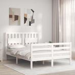 vidaXL Cadre de lit avec tête de lit blanc double bois, Verzenden