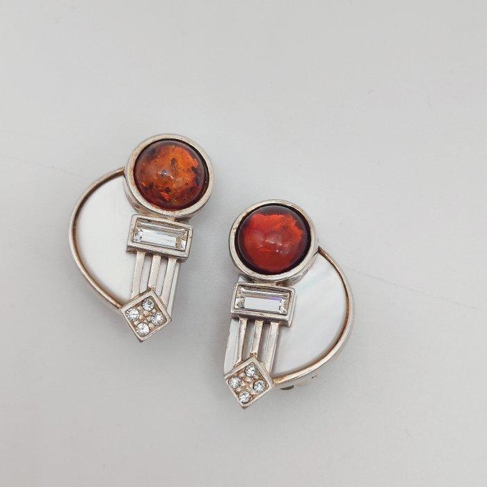 Zonder minimumprijs - Oorbellen Zilver Barnsteen - Art Deco, Handtassen en Accessoires, Oorbellen