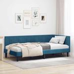 vidaXL Hoek Bed Frame met hoofdeinde Blauw 90 cm x 200 cm, Verzenden