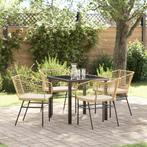 vidaXL 5-delige Tuinset met Kussens Bruin Poly Rattan, Tuin en Terras, Tuinstoelen, Verzenden, Nieuw