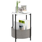 Bijzettafel - ModernLiving - Plank en mand - Wit/Grijs, Huis en Inrichting, Tafels | Bijzettafels, Ophalen of Verzenden, Nieuw