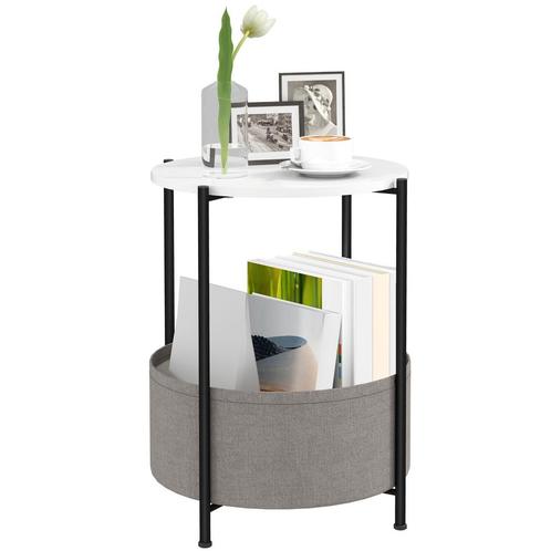 Bijzettafel - ModernLiving - Plank en mand - Wit/Grijs, Huis en Inrichting, Tafels | Bijzettafels, Nieuw, Ophalen of Verzenden