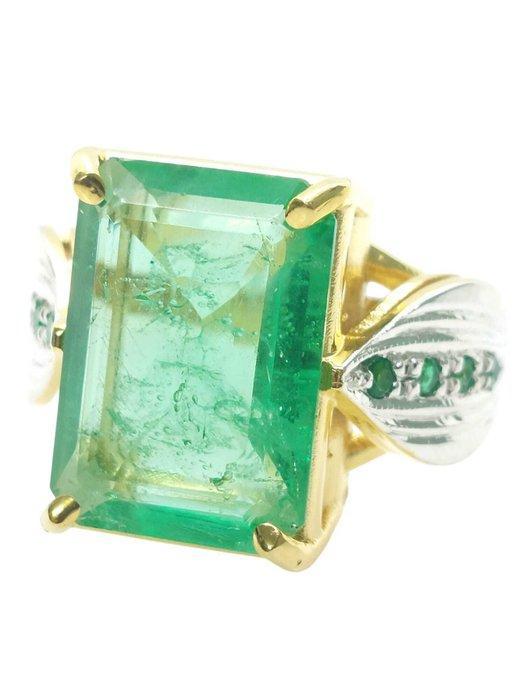 Zonder minimumprijs - Ring - 9 kt. Zilver, Geel goud Smaragd, Handtassen en Accessoires, Ringen