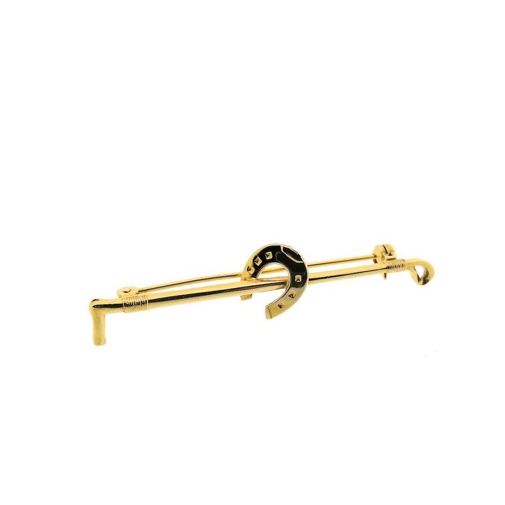 Gouden broche van een hoefijzer (vintage, veer broche, veer), Handtassen en Accessoires, Broches, Overige kleuren, Gebruikt, Goud