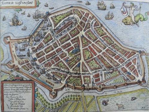 Pays-Bas, Hoorn; L. Guicciardini / J. Janssonius - Hooren in, Livres, Atlas & Cartes géographiques
