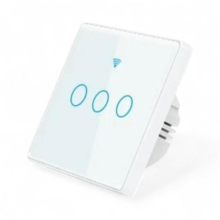 Smart WiFi Touch Lichtschakelaar Wit 3-knoppen, Maison & Meubles, Accessoires pour la Maison | Autre, Envoi