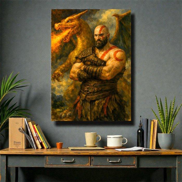 Makayhos - [Canvas] Kratos x Charizard – Wrath of Fire, Games en Spelcomputers, Spelcomputers | Overige Accessoires