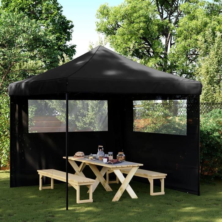 vidaXL Partytent inklapbaar pop-up met 2 zijwanden zwart, Tuin en Terras, Partytenten, Nieuw, Verzenden