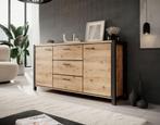 Meubella | Dressoir eiken zwart 180x40x90, Huis en Inrichting, Nieuw, 150 tot 200 cm, 25 tot 50 cm, Verzenden