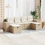 vidaXL 6-delige Loungeset met kussens poly rattan beige, Verzenden, Loungeset