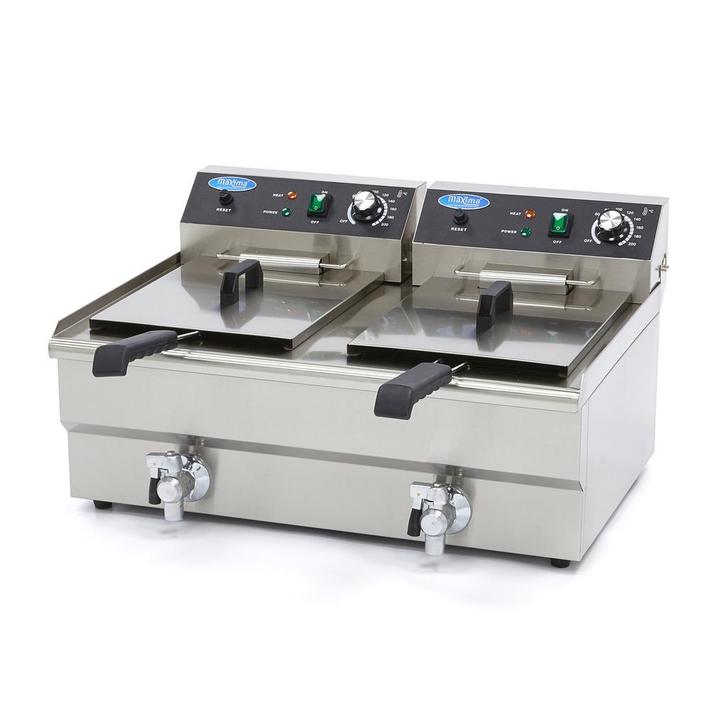 Frituurpan - 2x 16 L - 2 Manden - met Tapkraan, Elektronische apparatuur, Frituurpannen, Nieuw, Duo-friteuse, 4 liter of meer