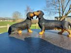 Beeld, tuin beeld van een teckel - 20 cm - polyresin