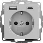 Dubbele Usb Type A/C Schuko Stopcontact Met Veiligheid Plus, Doe-het-zelf en Bouw, Elektriciteit en Kabels, Verzenden, Nieuw