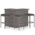 vidaXL 4-delige Tuinbarset met kussens poly rattan grijs, Tuin en Terras, Verzenden, Nieuw