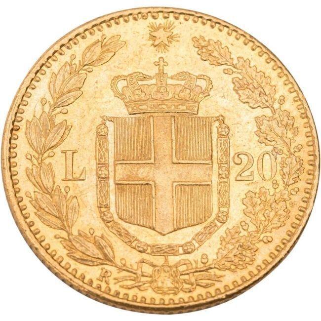 Italië. 1882 20 Lire Italian Humberto I Gold Coin, Postzegels en Munten, Edelmetalen en Baren