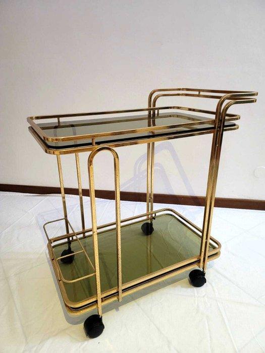 Serveerwagen - Verguld messing, Glas - Winkelwagen bar van, Antiek en Kunst, Curiosa en Brocante