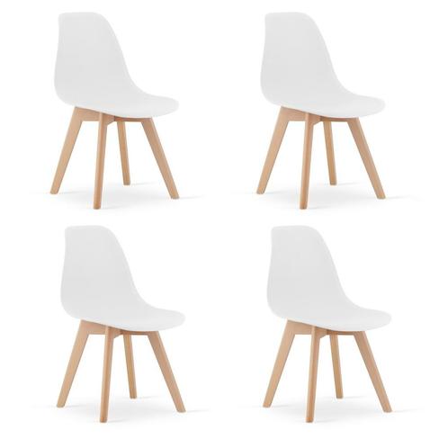 Betaalbare set van 4 witte eetkamerstoelen - KITO - famil..., Huis en Inrichting, Stoelen, Wit, Vier, Nieuw, Ophalen of Verzenden
