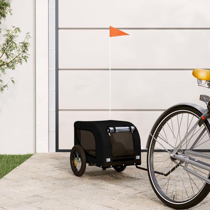 vidaXL Hondenfietstrailer oxford stof en ijzer zwart, Dieren en Toebehoren, Overige Dieren-accessoires, Nieuw, Verzenden