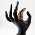 Grote Baltische amber sterling zilveren ring – gouden