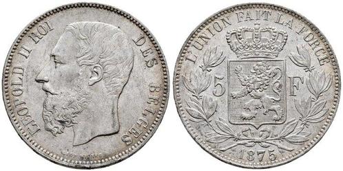 Belgique. Léopold II. 5 Francs 1875 - NGC MS62, Postzegels en Munten, Munten | Nederland