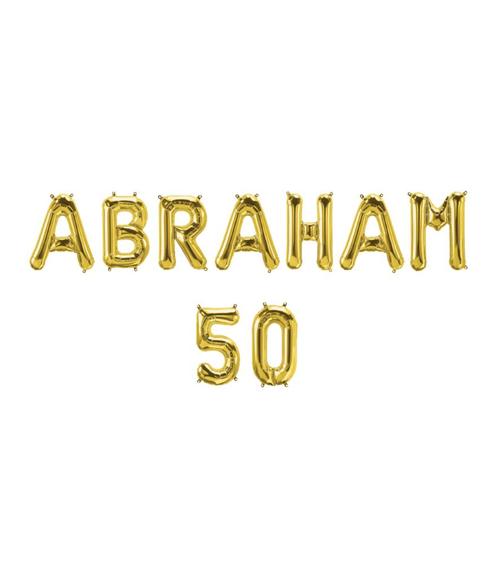 Gouden Ballonnen Set 50 Jaar Abraham 1,9m, Hobby en Vrije tijd, Feestartikelen, Nieuw, Verzenden