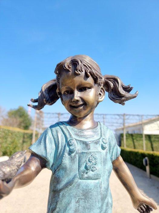 sculptuur, Girl with bird - 50 cm - Brons, Antiek en Kunst, Curiosa en Brocante