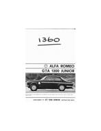 1968 ALFA ROMEO GTA 1300 JUNIOR BIJLAGE INSTRUCTIEBOEK ENG.., Ophalen of Verzenden