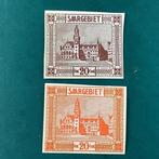 Sarre 1922 - 20 cent Saint Johann : 2 épreuves non perforées, Gestempeld