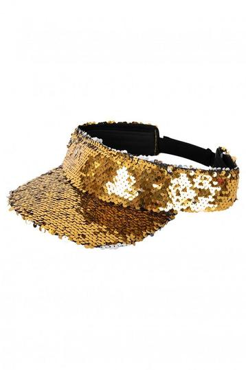 Zonneklep Goud Sequin Gekleurde Pet met Gouden Pailletten Gl