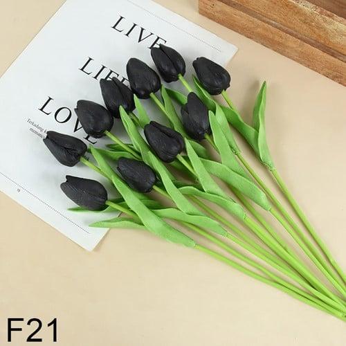 Tulpen Zwart Real Touch Foam 33 cm Bundel ca. 10 stuks, Huis en Inrichting, Woonaccessoires | Kunstplanten en Kunstbloemen, Nieuw
