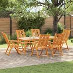 vidaXL Tuin Eettafel Set 7 pcs Bruin Massief Acacia Hout, Tuin en Terras, Tuintafels, Verzenden, Nieuw