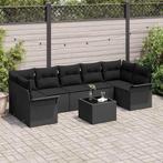 vidaXL Tuinbank Set met kussen met opslag 8 pcs Zwart poly, Tuin en Terras, Verzenden, Nieuw