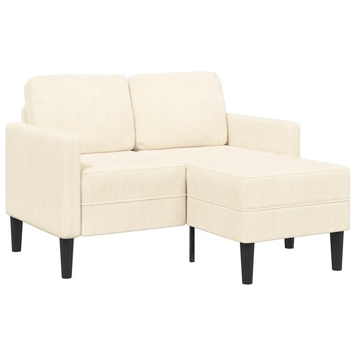 vidaXL 2-zitsbank met ligstoel L-vormig crèmekleurig 125 cm, Huis en Inrichting, Zetels | Zetels, Nieuw, Verzenden